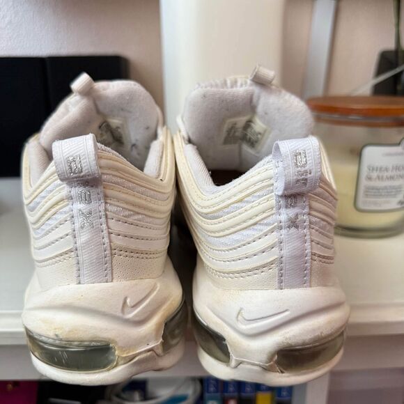 Nike air max 97 sneakers triple white Shoes size men’s big kids 6Y women’s 7.5 - Picture 2 of 6